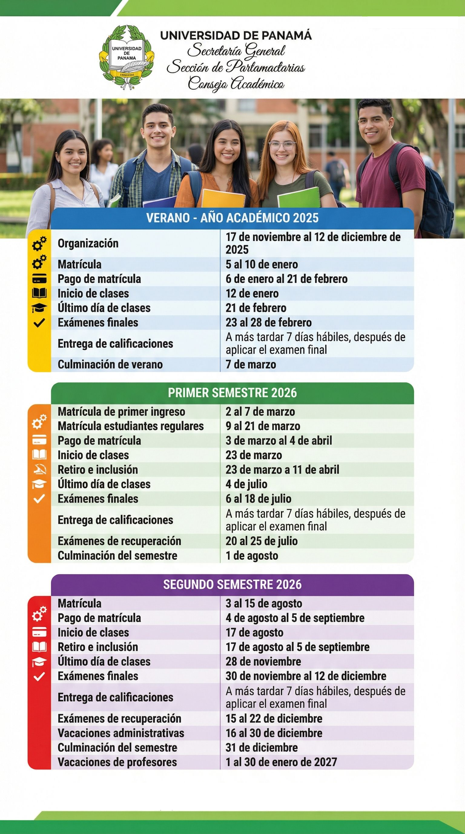 Calendario de verano 2026