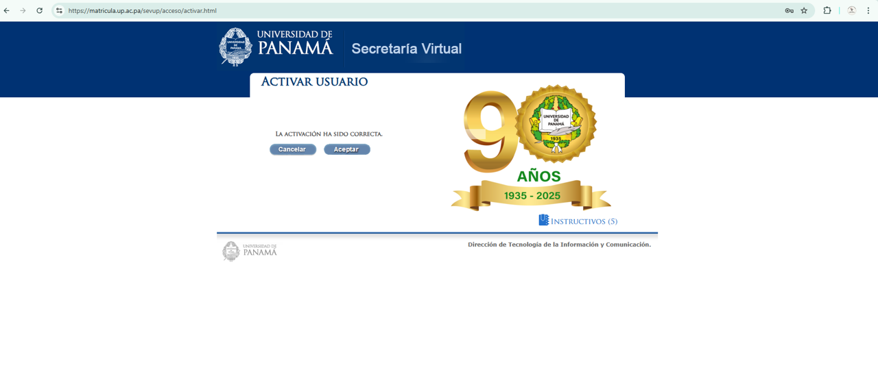 Interfaz de Secretaría Virtual
